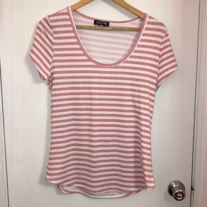 Brand new without tags pink and white horizontal stripe top